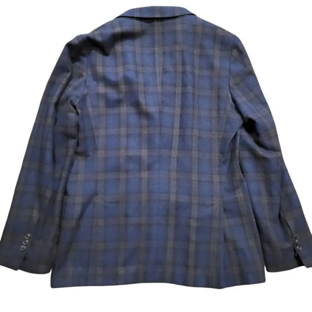Gant Blazer Jacket Men's 42 Check Italian Wool Flannel Slim Fit Two Button
